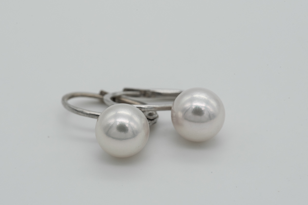 Orecchini In Oro Bianco Con Perle Akoya 7,5 - 8 Mm - Foto 4